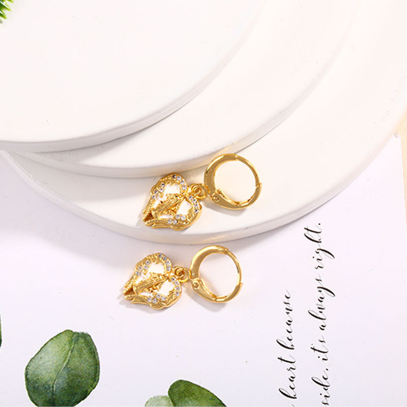 Wholesale Oil Drops Love Heart Our Lady Copper Earrings